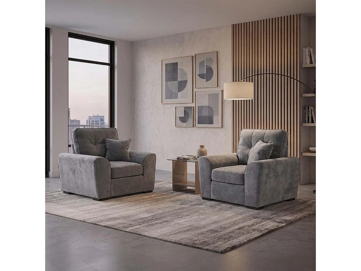 Montford Grey 3 + 2 + 1 Three Piece Sofa Suite High Back Fabric