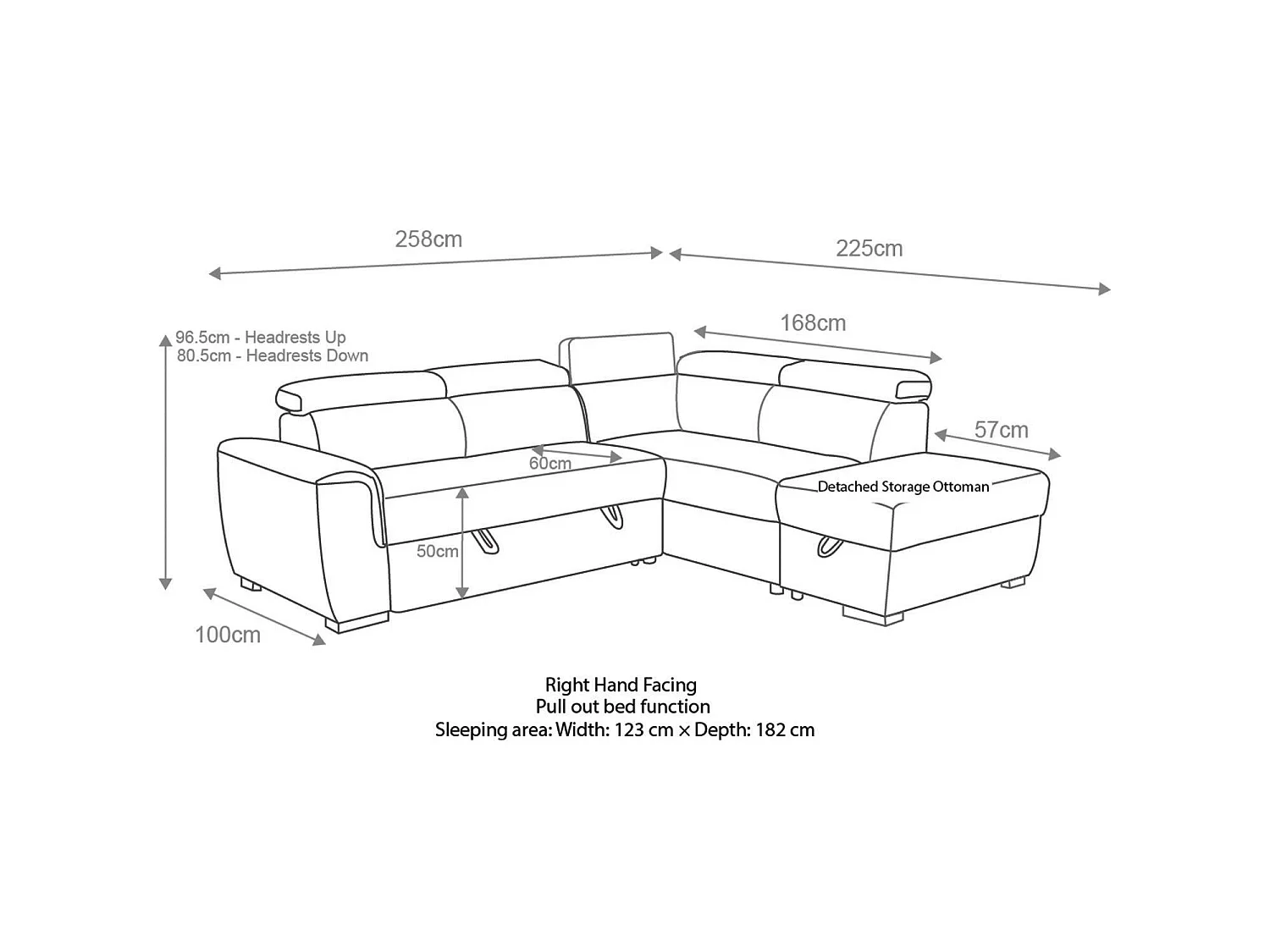Nevada Black Leather Corner Sofa Bed with Storage Right Hand Facing