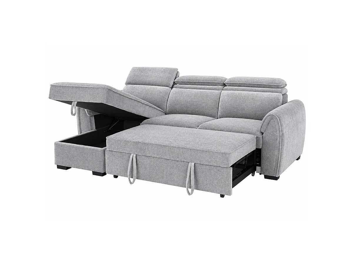 Carlo Fabric Grey Universal Corner Sofabed Storage