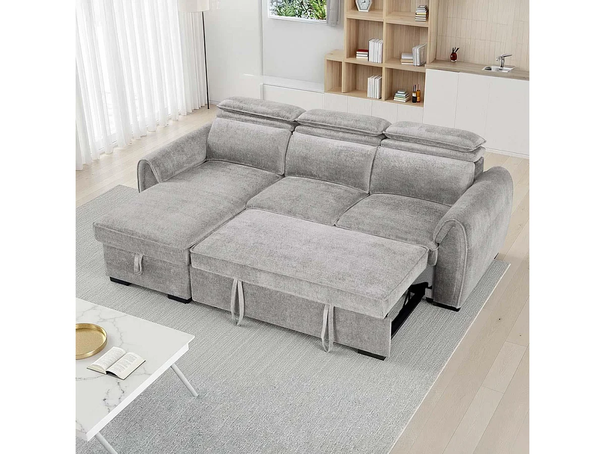 Carlo Fabric Grey Universal Corner Sofabed Storage