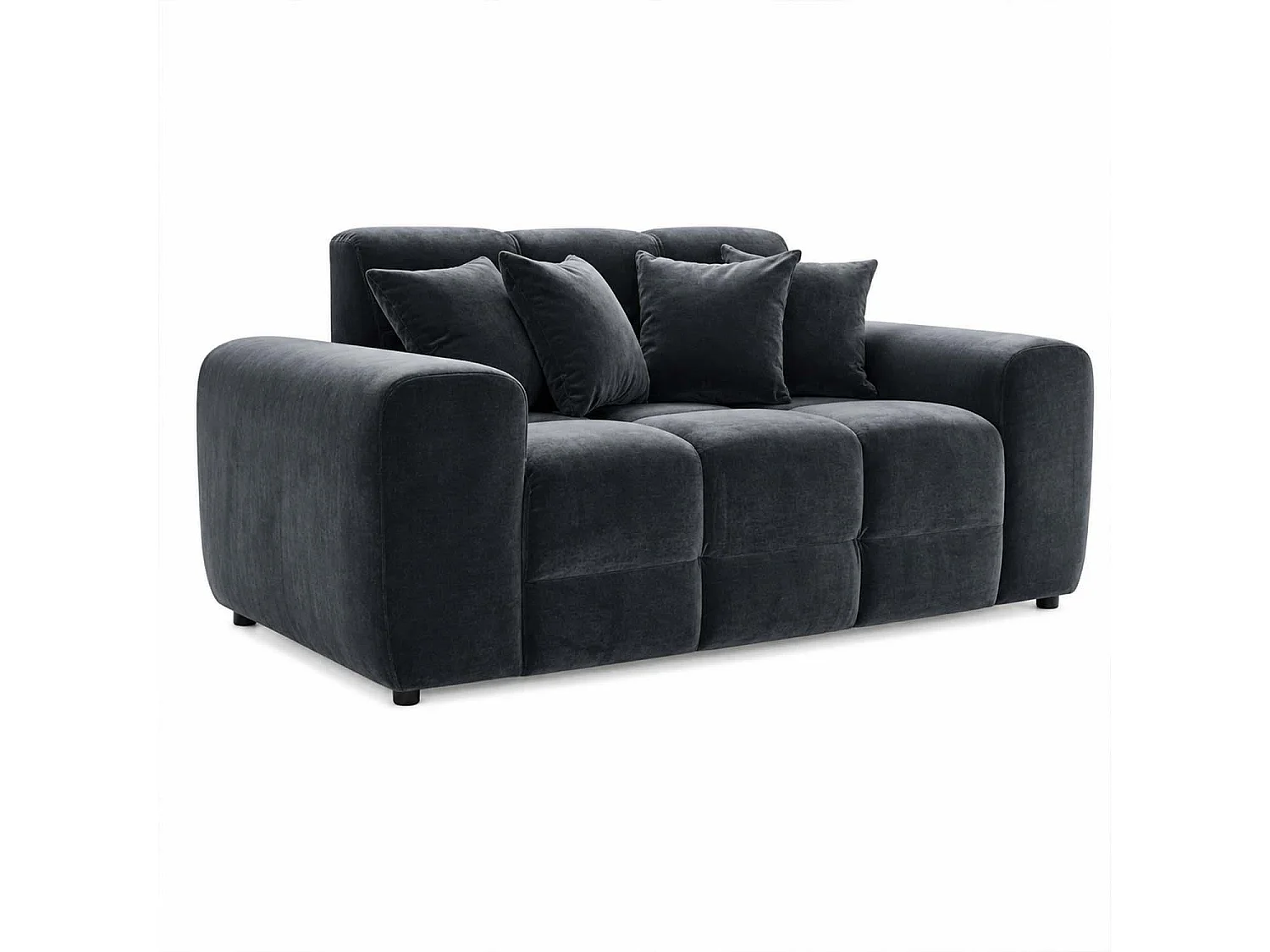 Jenson Black Plush Velvet 3 + 2 Seater Sofa Set with Deep Seats