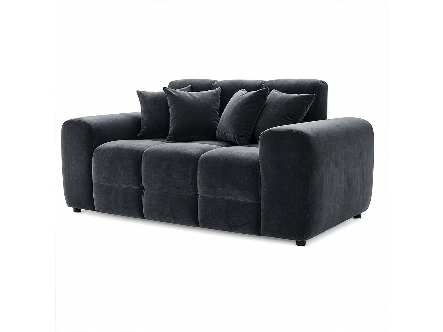 Jenson Black 2 Seater Plush Velvet Sofa with Deep Seats