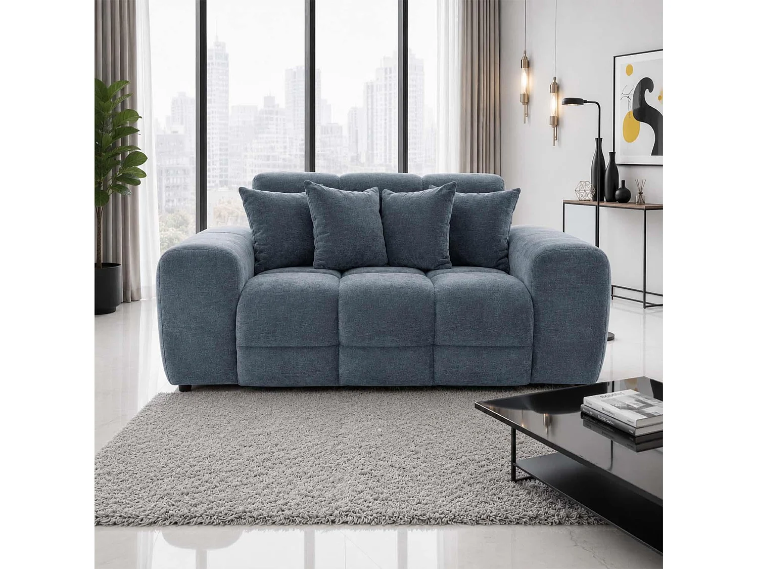 Jenson Grey 2 Seater Plush Velvet Sofa with Deep Seats