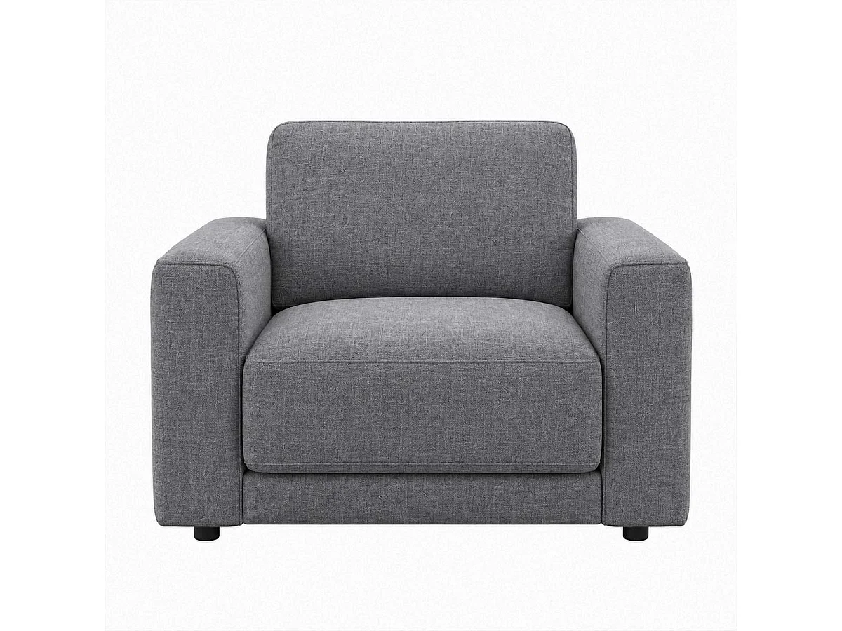 Melrose Grey Woven Fabric Armchair with Removable Back Cushion