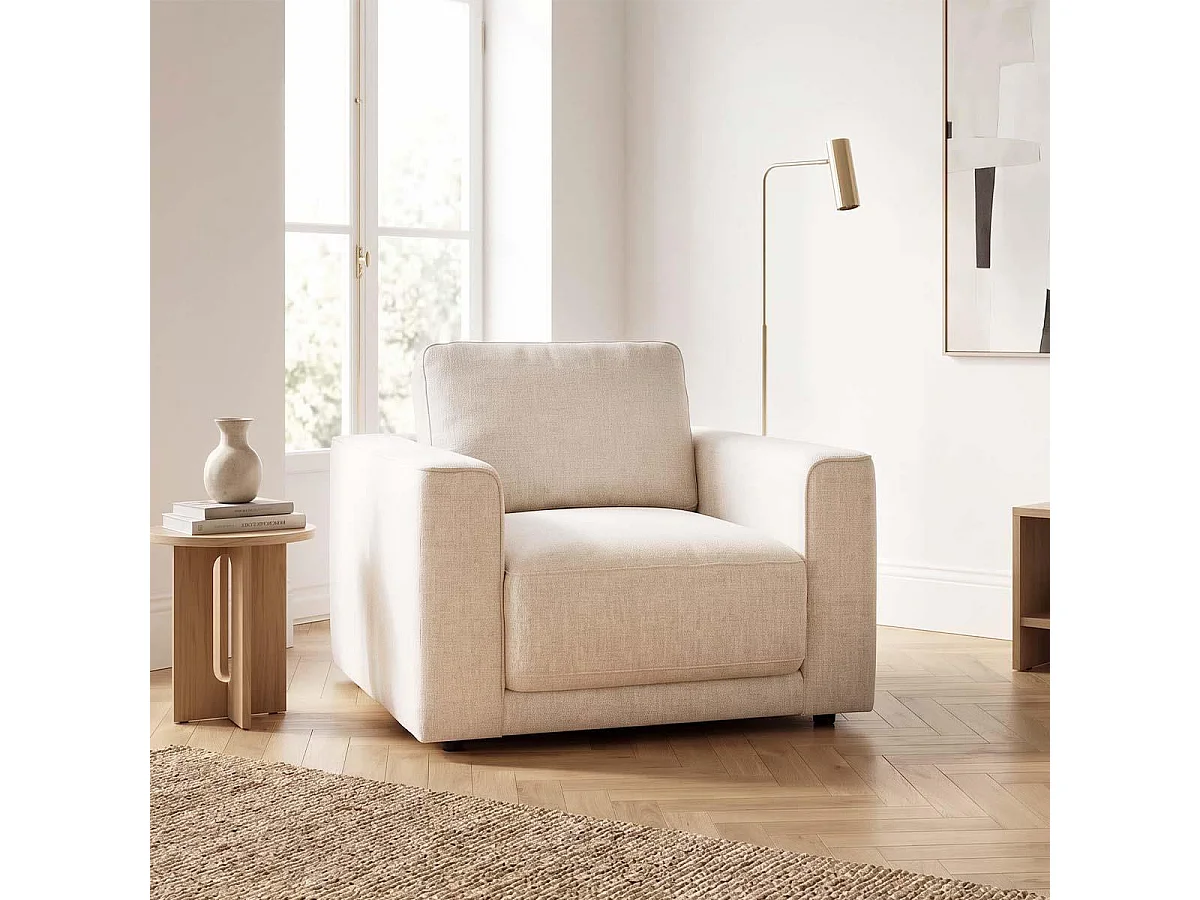 Melrose Beige Woven Fabric 3 + 2 + 1 Three Piece Sofa Suite