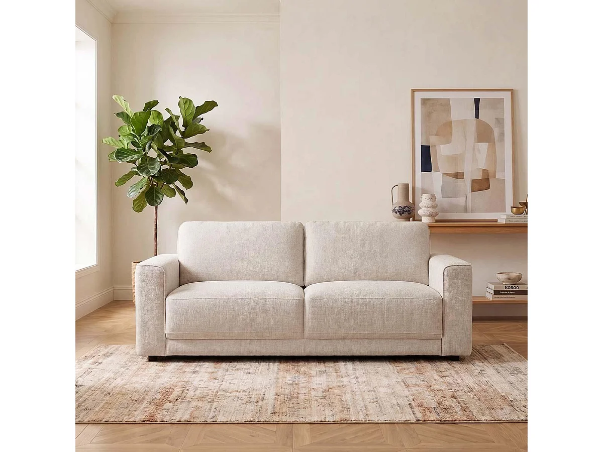 Melrose Beige Woven Fabric 3 + 2 + 1 Three Piece Sofa Suite