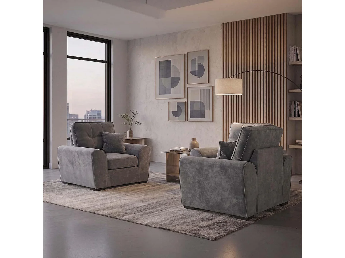 Montford Grey Fabric Armchair Single Seater High Back