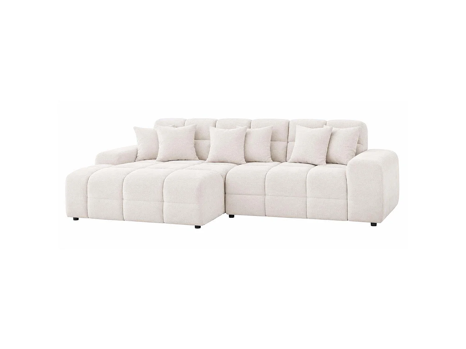 Jenson Natural Left Hand Facing Plush Velvet Corner Sofa with Chaise