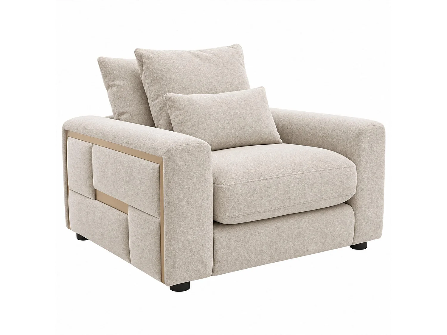 Juno Beige Chenille Armchair with Removable Seat & Back Cushions