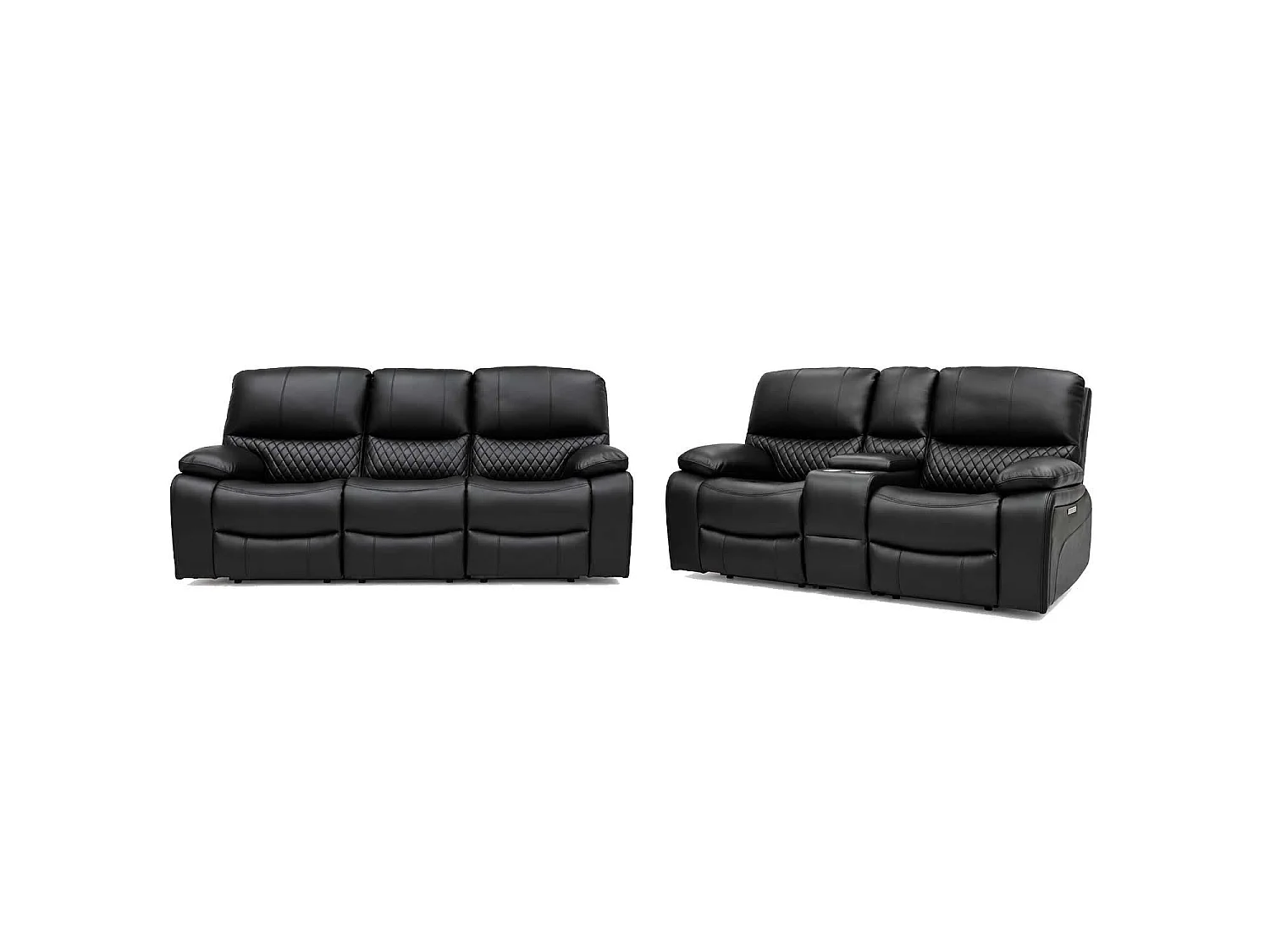 Bentley Black Electric Recliner Sofa Suite 3 + 2 Seater, Eco Leather