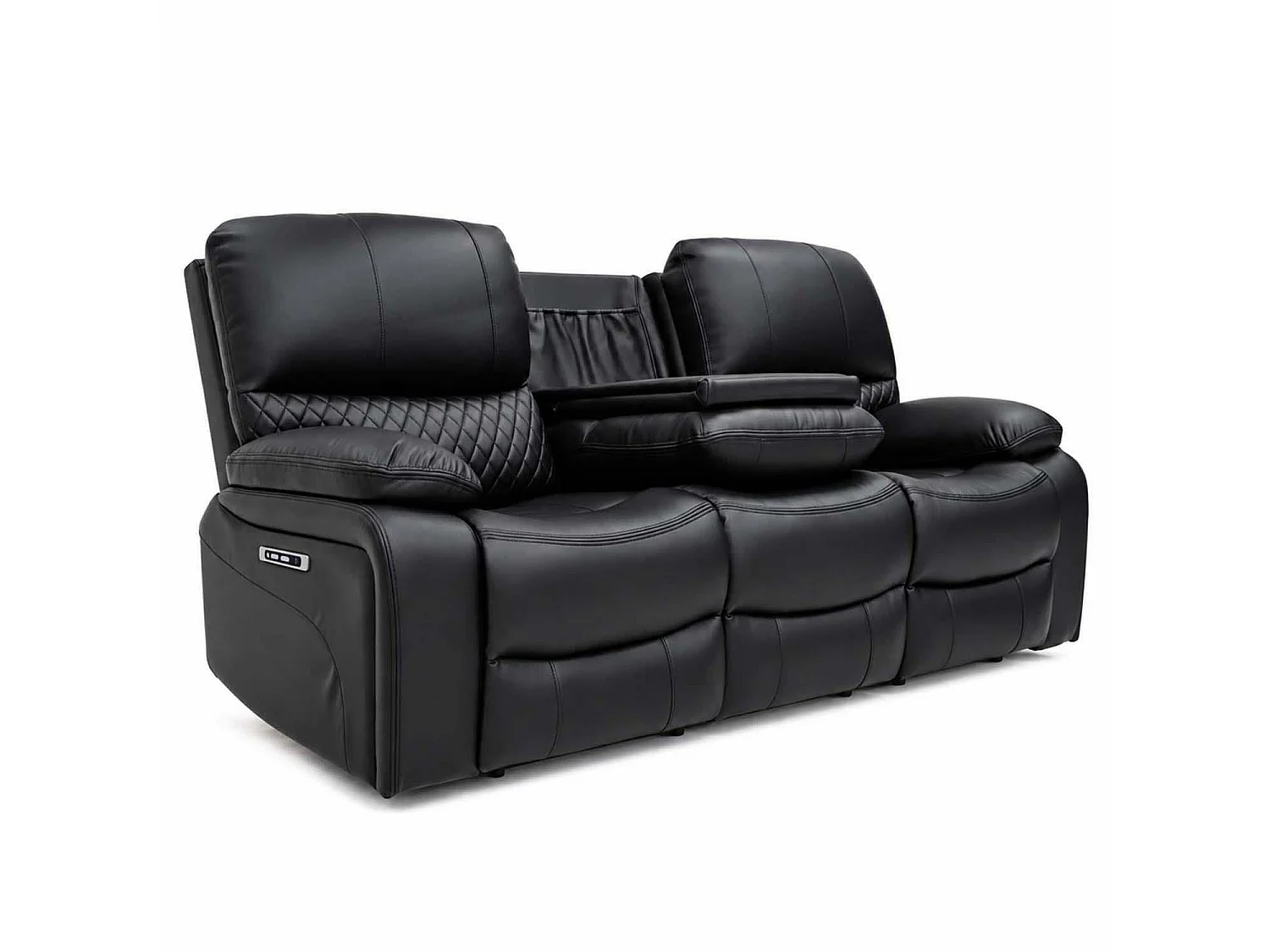 Bentley Black Electric Recliner Sofa Suite 3 + 2 Seater, Eco Leather