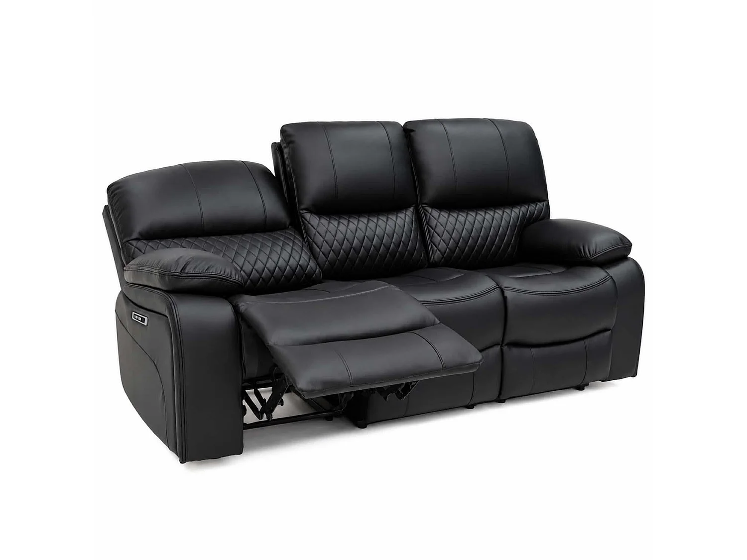 Bentley Black Electric Recliner Sofa Suite 3 + 2 Seater, Eco Leather