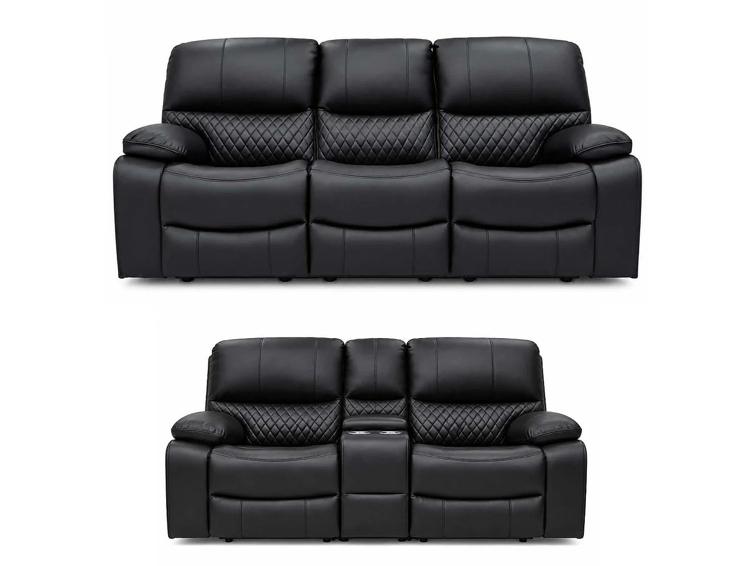 Bentley Black Electric Recliner Sofa Suite 3 + 2 Seater, Eco Leather