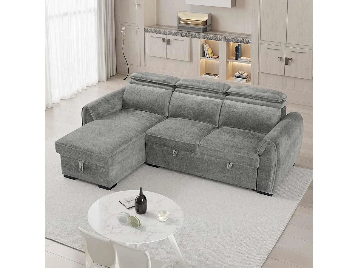 Carlo Fabric Dark Grey Universal Corner Sofabed Storage
