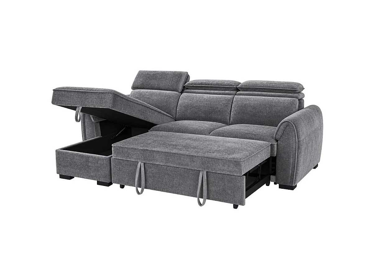 Carlo Fabric Dark Grey Universal Corner Sofabed Storage