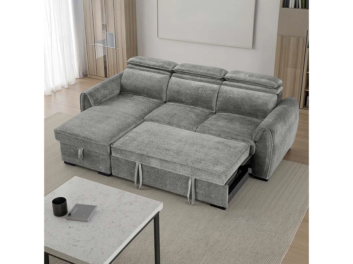 Carlo Fabric Dark Grey Universal Corner Sofabed Storage