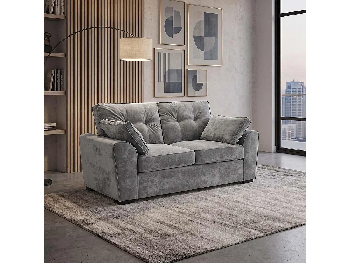 Montford Grey Fabric 3 + 2 Sofa Suite High Back