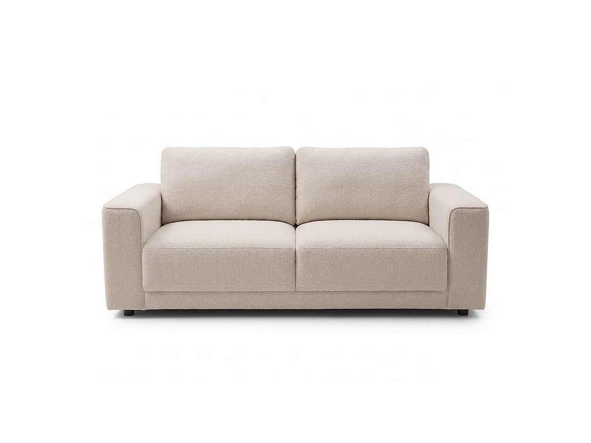 Melrose 2 Seater Woven Beige Fabric Sofa with Removable Back Cushions