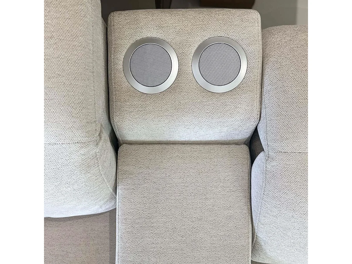 Oxley Beige 5 Seater Electric Recliner Corner Sofa Bluetooth Speakers