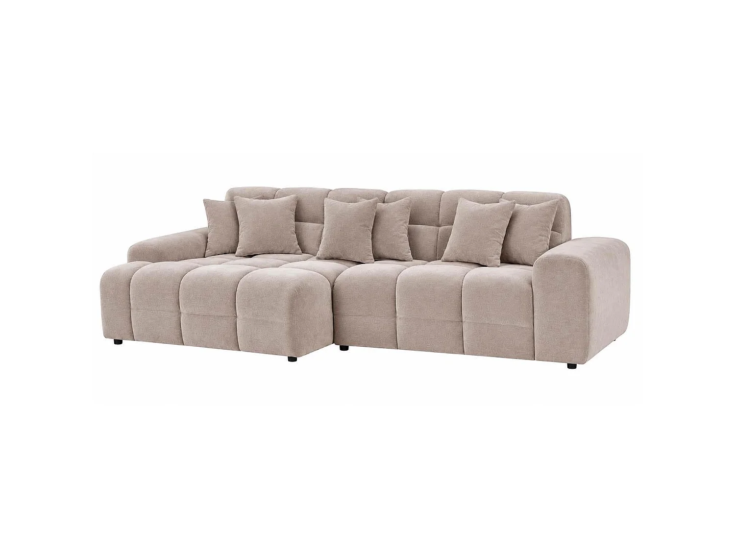 Jenson Beige Left Hand Facing Plush Velvet Corner Sofa with Chaise