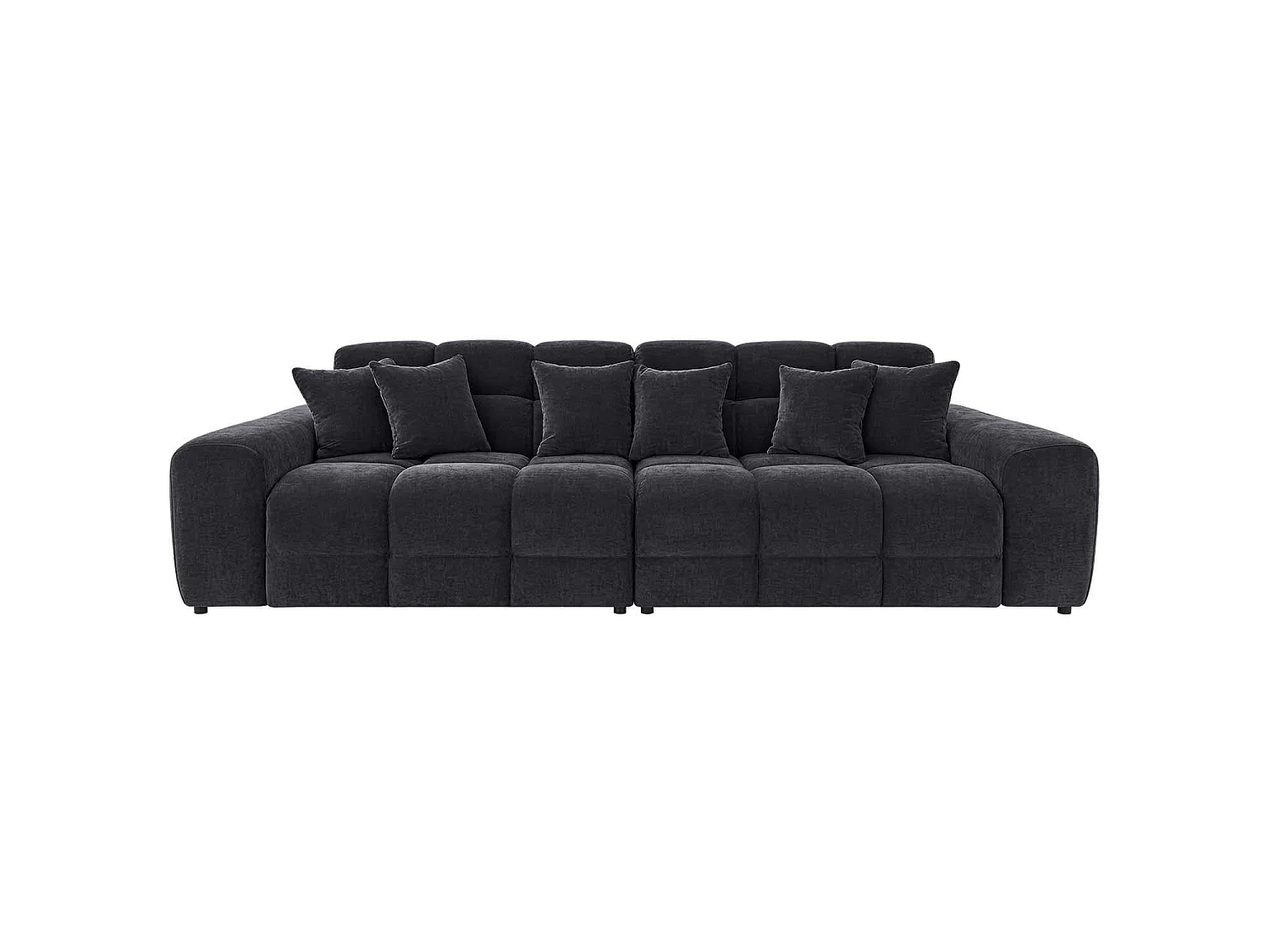 Jenson Black 4 Seater Plush Velvet Sofa with Deep Seats & Boxed Arms