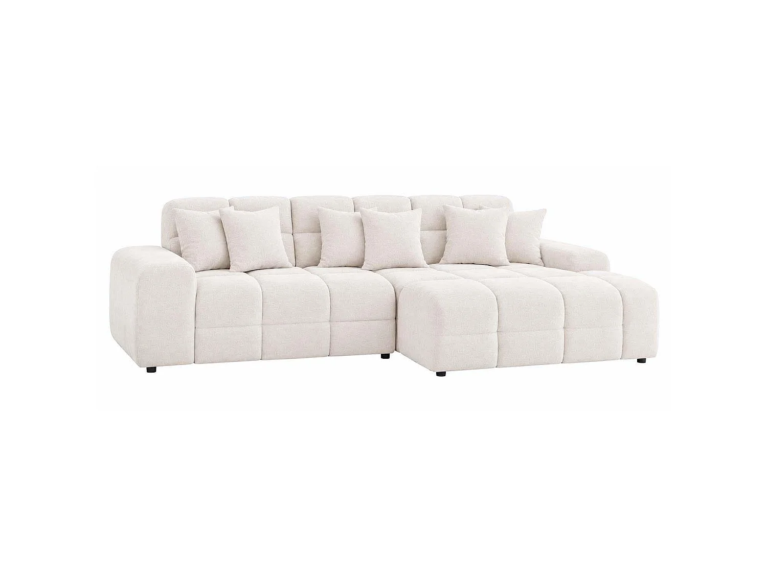 Jenson Natural Right Hand Facing Plush Velvet Corner Sofa with Chaise