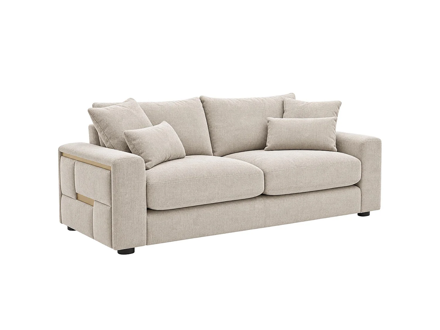 Juno Beige 2 Seater Chenille Sofa with Removable Seat & Back Cushions
