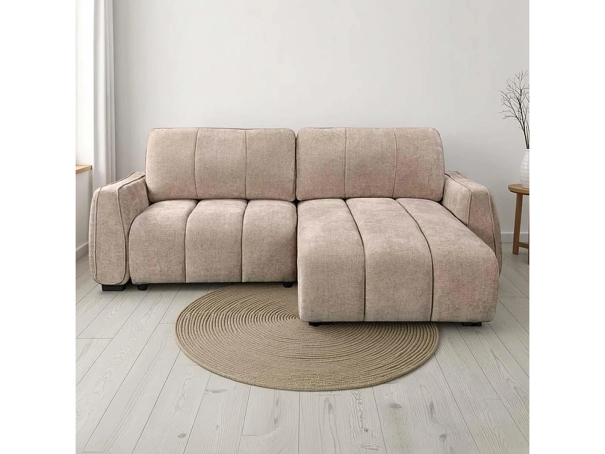 Parkstone Beige Universal Corner Sofabed Storage Reversible Chaise