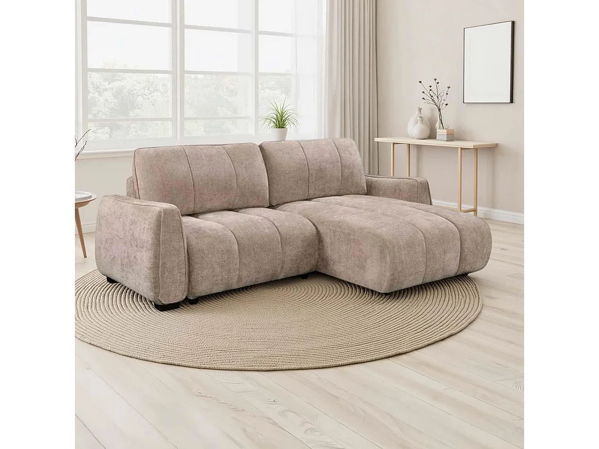 Parkstone Beige Universal Corner Sofabed Storage Reversible Chaise