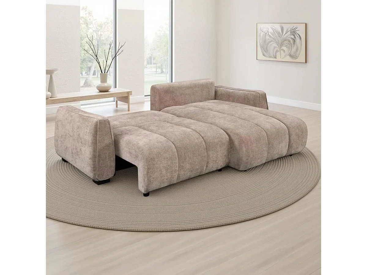 Parkstone Beige Universal Corner Sofabed Storage Reversible Chaise