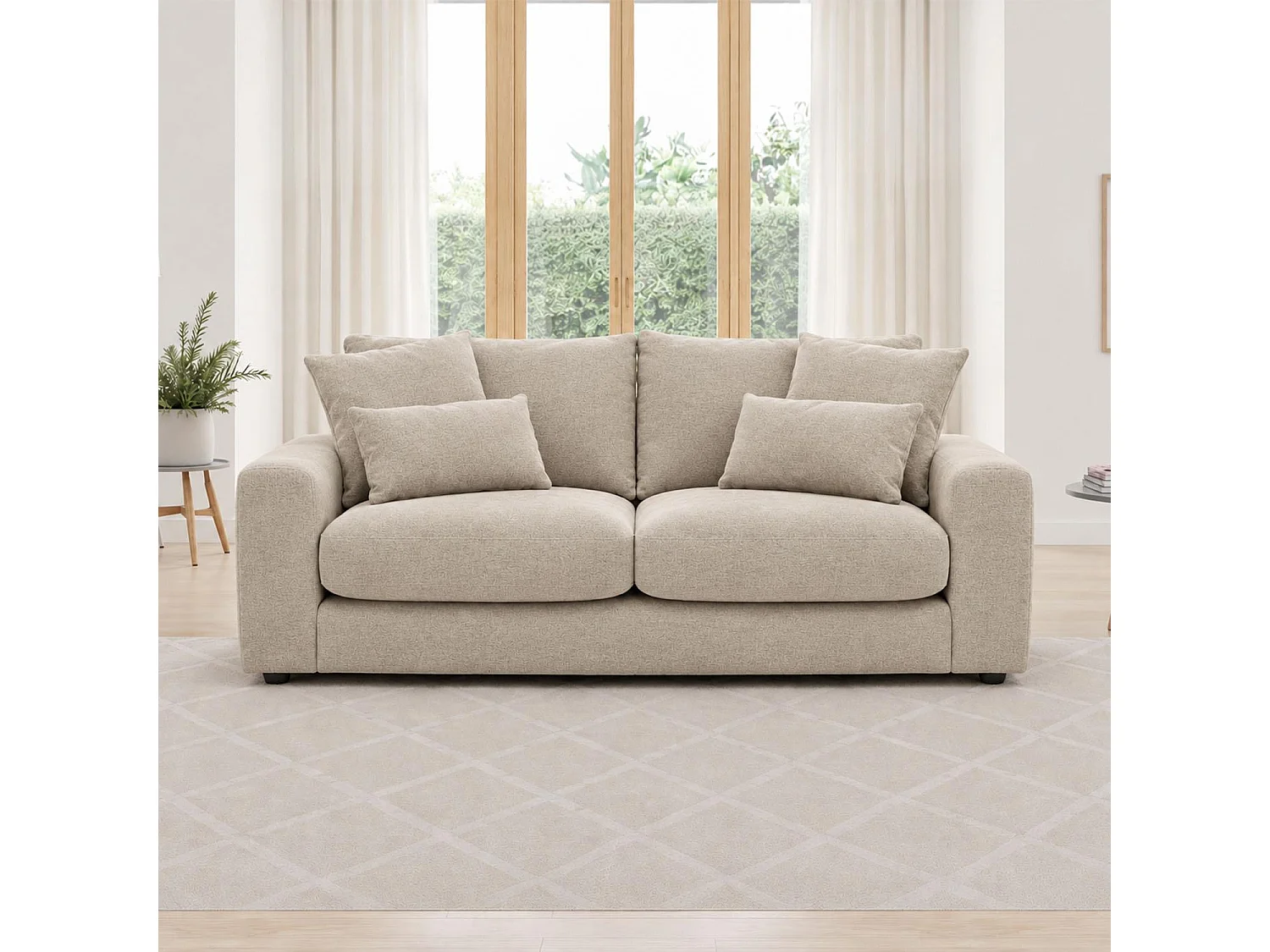 Juno Beige Chenille 3 + 2 Seater Sofa Set with Removable Cushions