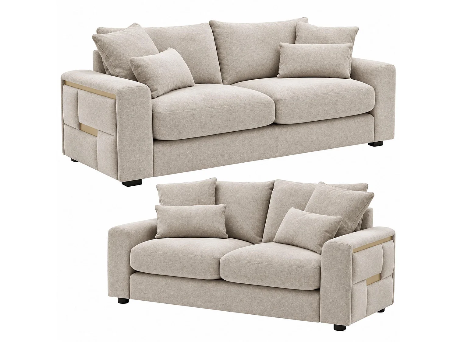 Juno Beige Chenille 3 + 2 Seater Sofa Set with Removable Cushions