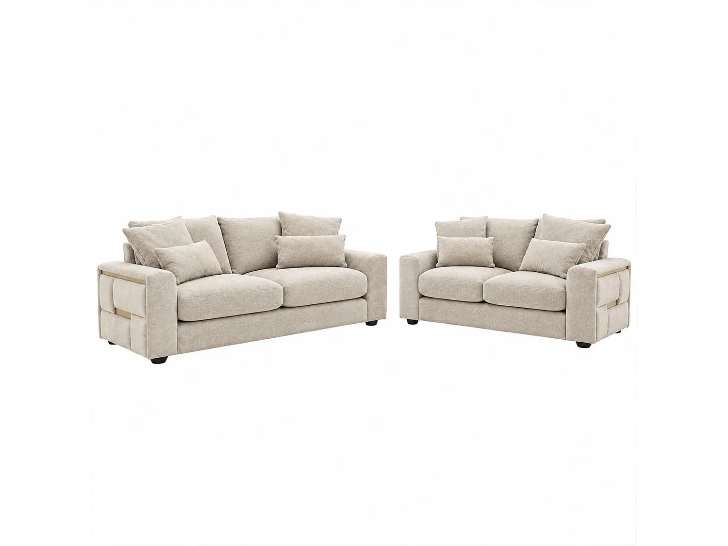 Juno Beige Chenille 3 + 2 Seater Sofa Set with Removable Cushions