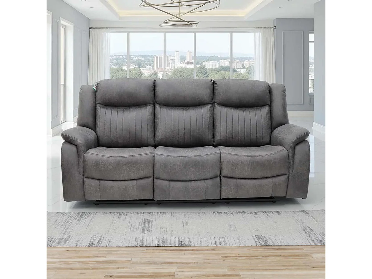 Lennox Grey Tech Fabric 3 + 2 + 1 Sofa Suite with Electric Recliner