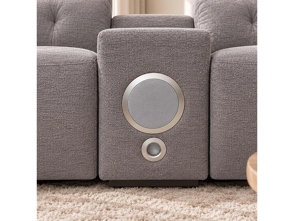 Oxley Grey 5 Seater Electric Recliner Corner Sofa Bluetooth Speakers