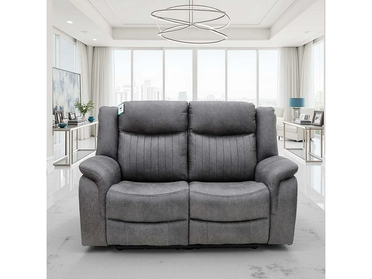Lennox Grey Tech Fabric 3 + 2 Sofa Suite with Electric Recliner