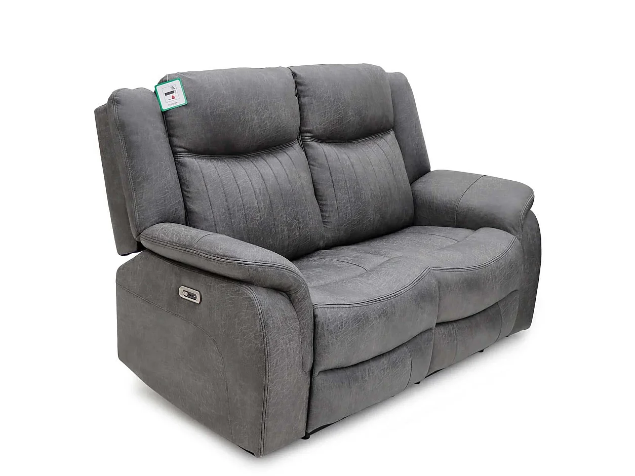 Lennox Grey Tech Fabric 3 + 2 Sofa Suite with Electric Recliner