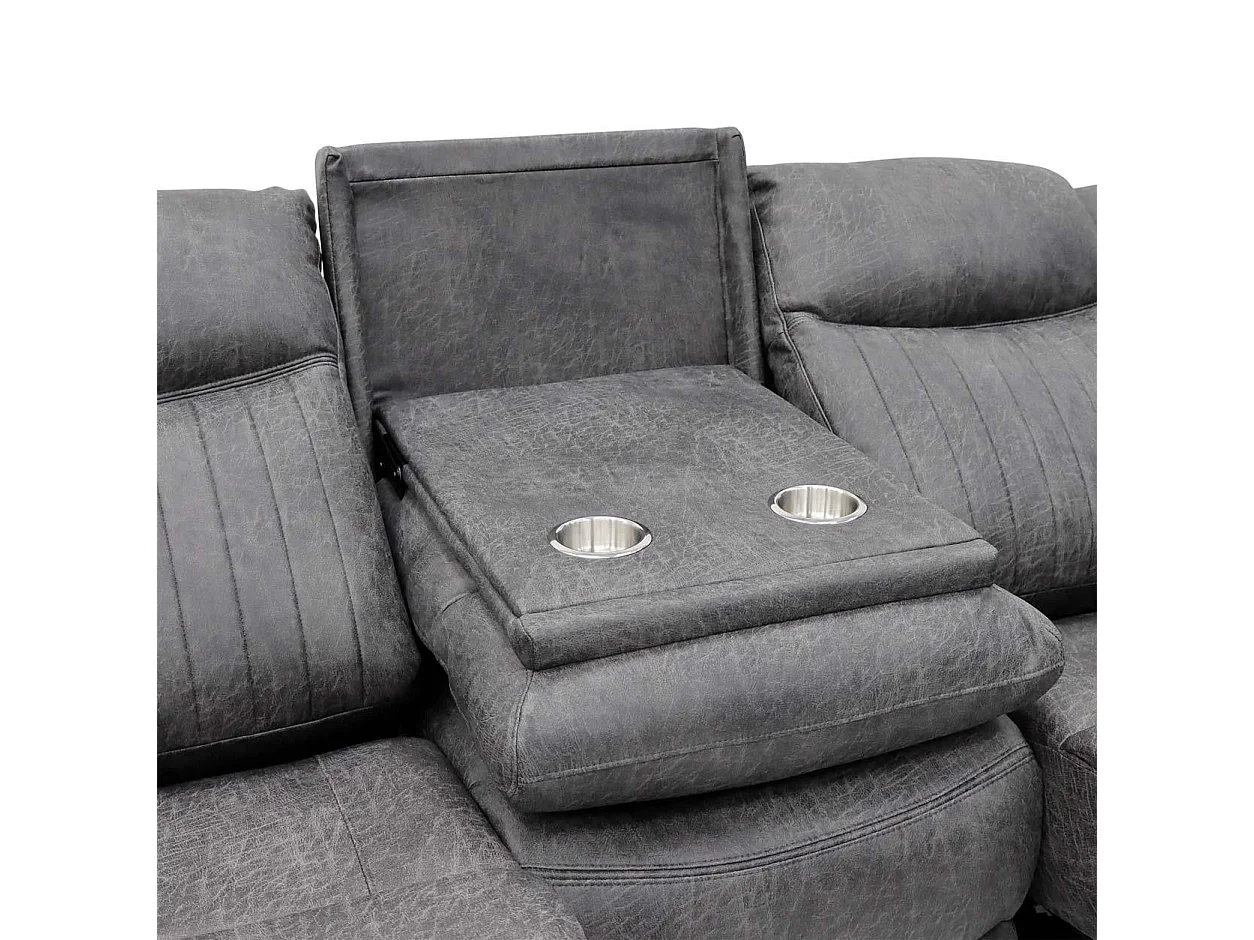 Lennox Grey Tech Fabric 3 + 2 Sofa Suite with Electric Recliner