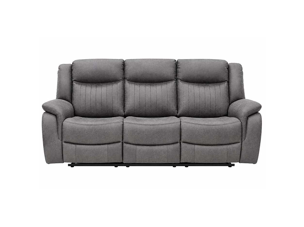 Lennox Grey Tech Fabric 3 Seater Electric Recliner Sofa with USB