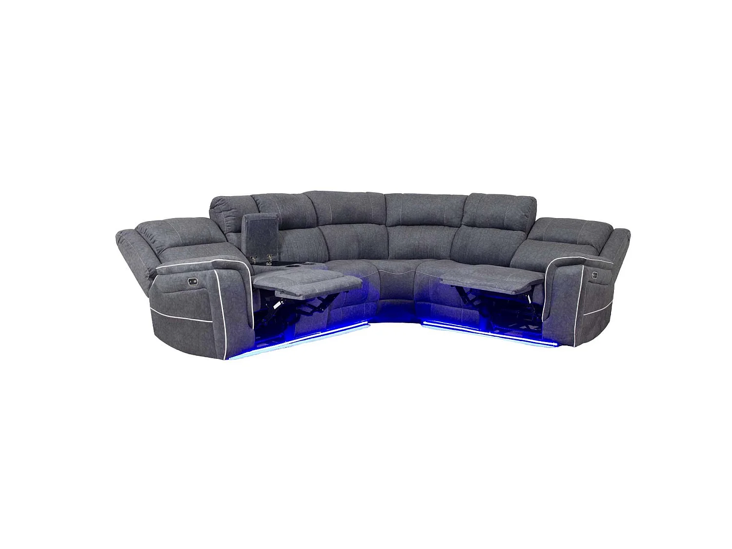 Anna Grey Fabric 5 Seater Electric Recliner Corner Sofa USB