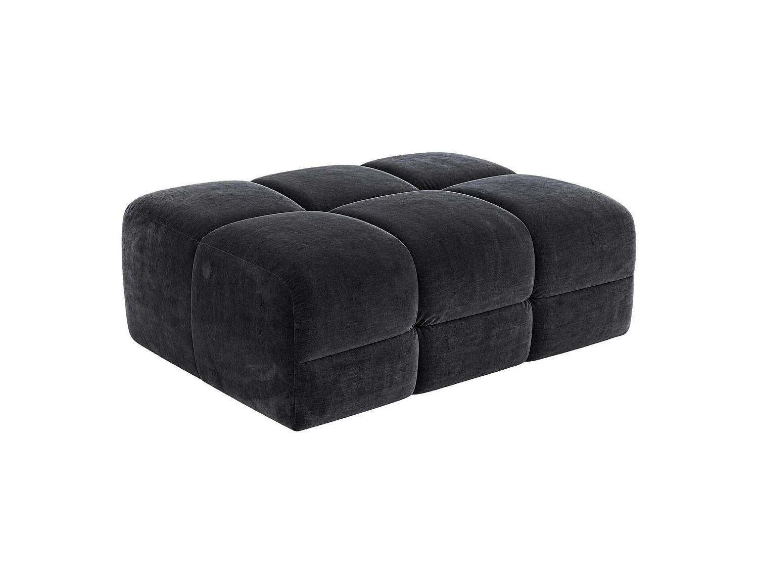 Jenson Black Large Plush Velvet Footstool Ottoman Cross Stitching