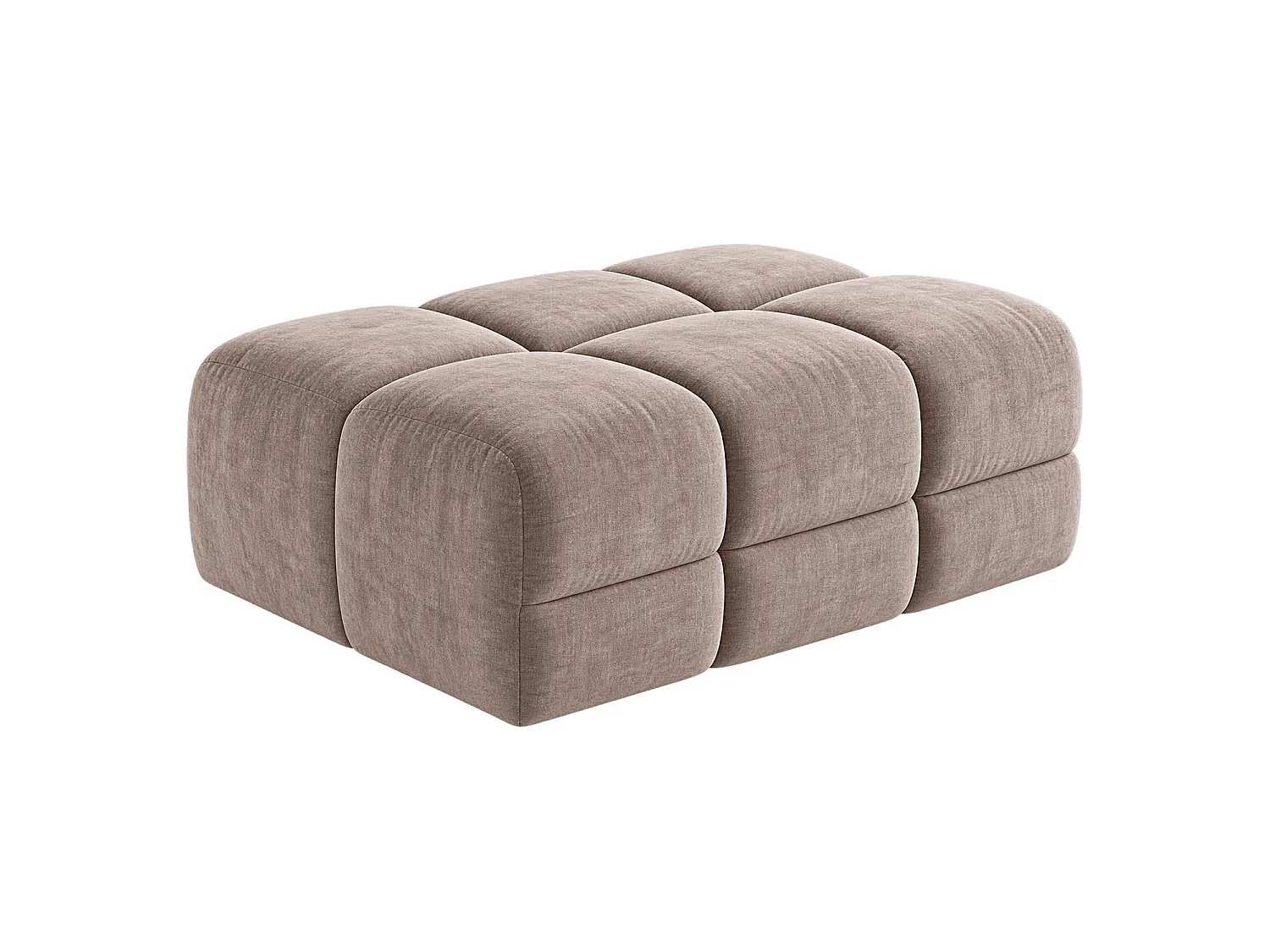 Jenson Beige Large Plush Velvet Footstool Ottoman Cross Stitching
