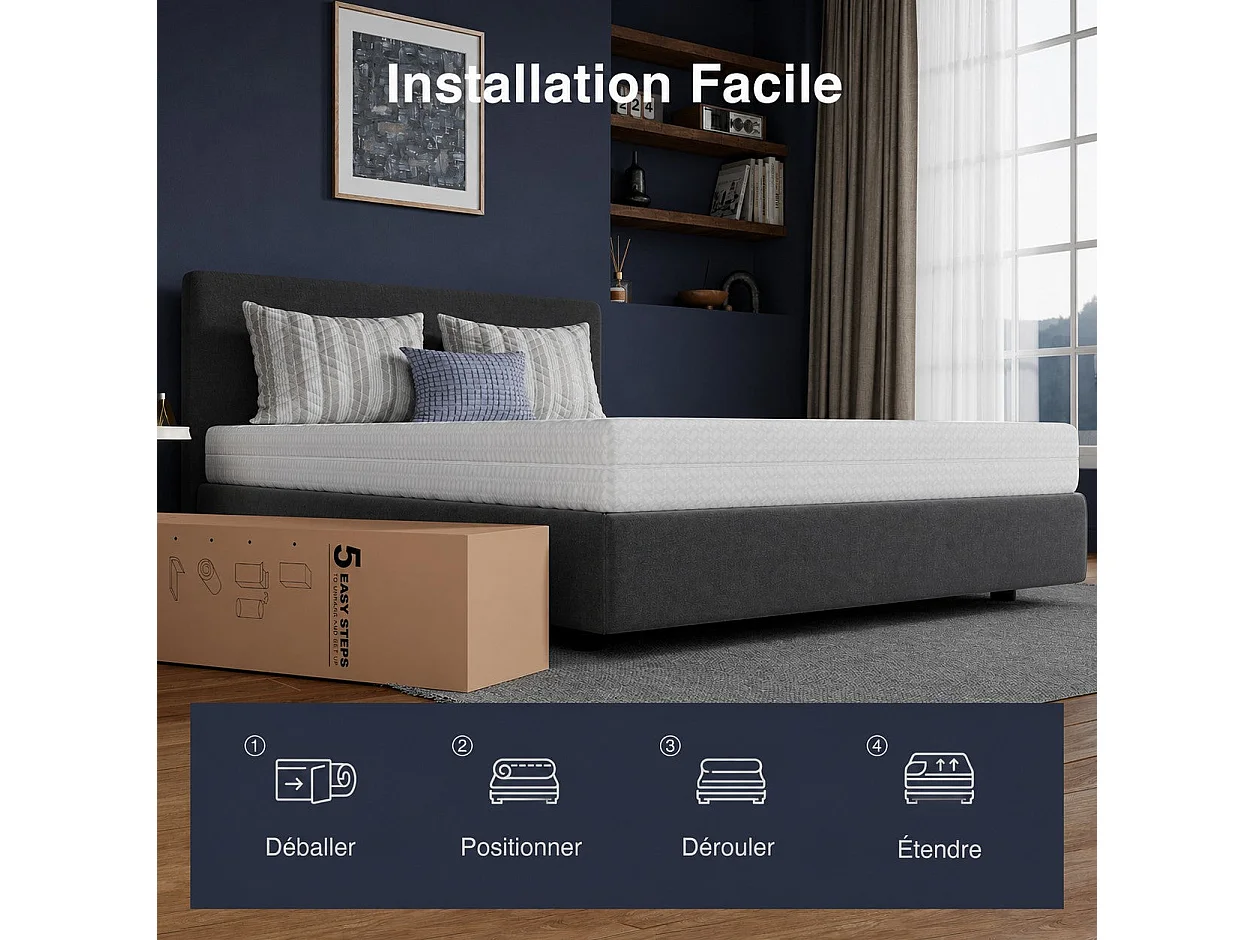 Avenco Matelas en mousse - 7 zones de confort, soutien mi-ferme et housse lavable - 140 x 200 cm - épaisseur 14 cm