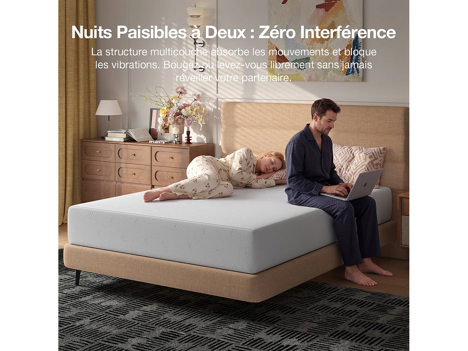 Novilla Matelas - 90 x 200 cm - épaisseur 18 cm - mémoire de forme gel - 7 zones - mi-ferme - housse lavable