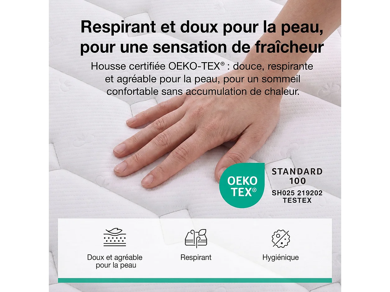 Novilla Matelas en Ressorts 90 x 200 cm, épaisseur 25 cm, réversible, 7 zones