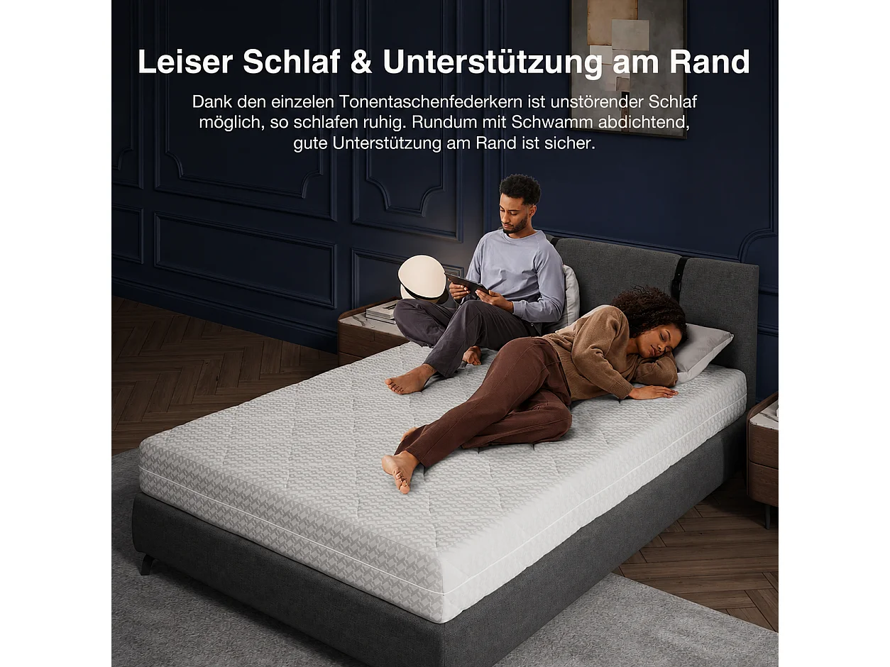 Avenco Matelas hybride - Ressorts ensachés H3 - Housse amovible lavable - Bords renforcés - 90 x 200 cm - Épaisseur 20 cm