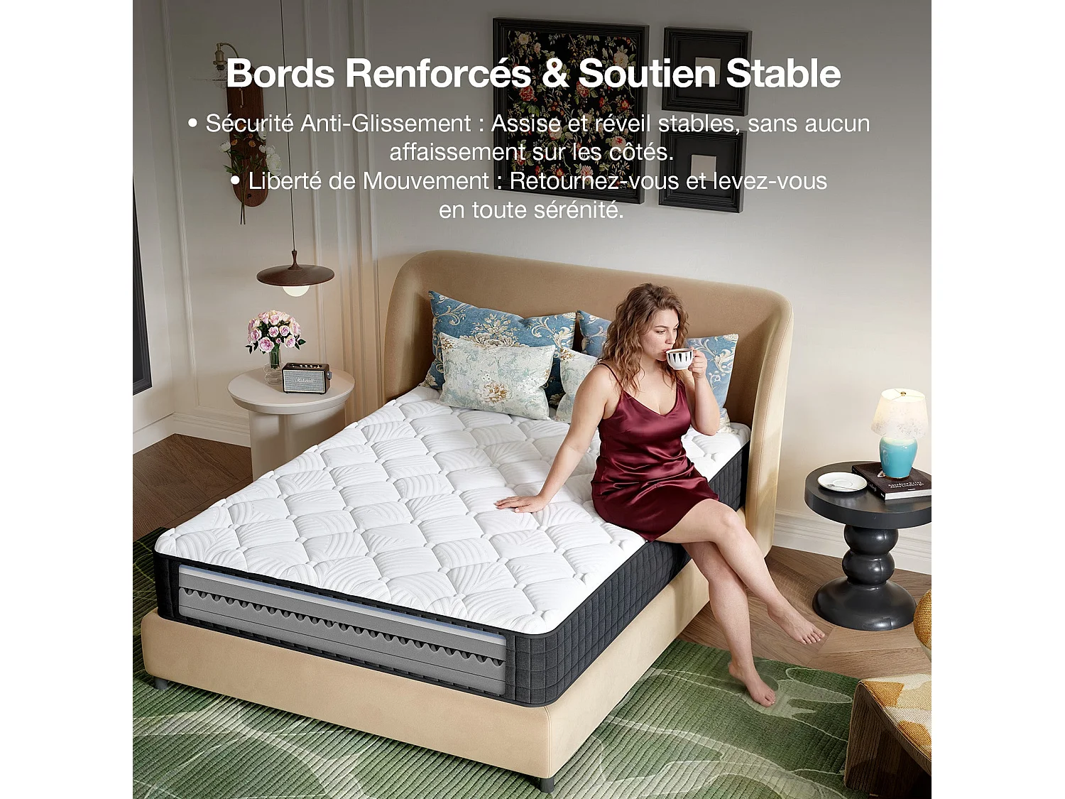 Novilla Matelas en mousse - 140 x 190 cm - Épaisseur 20 cm - Mémoire de forme gel - Réversible - Double fermeté - Housse lavable