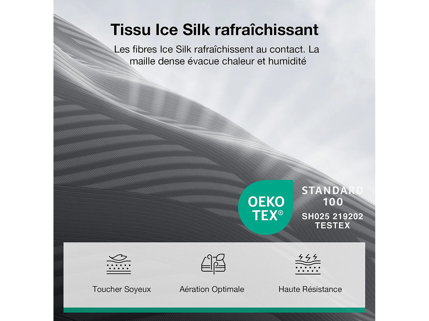 Novilla Matelas 140x190 cm mousse mémoire gel 25 cm respirant soutien mi-ferme charbon bambou thé vert bords stables literie calme