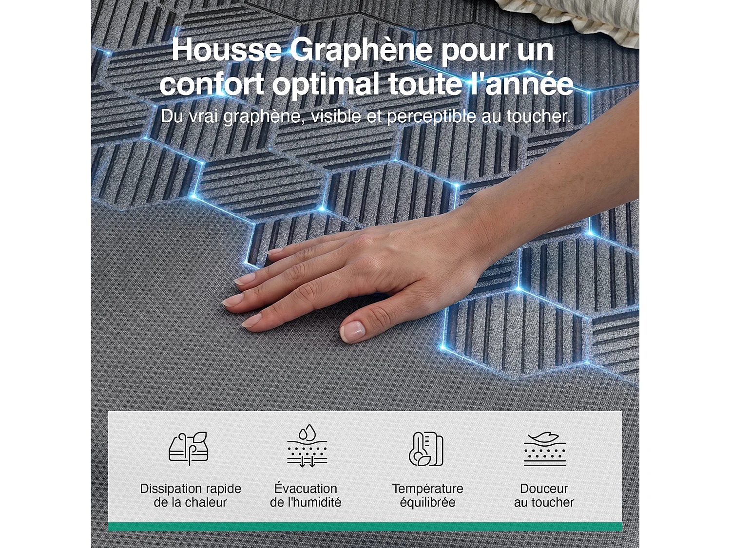Novilla Matelas 160x200 cm mémoire de forme graphène AiryFlow 25 cm mousse respirante soutien 3 zones medium ferme housse lavable