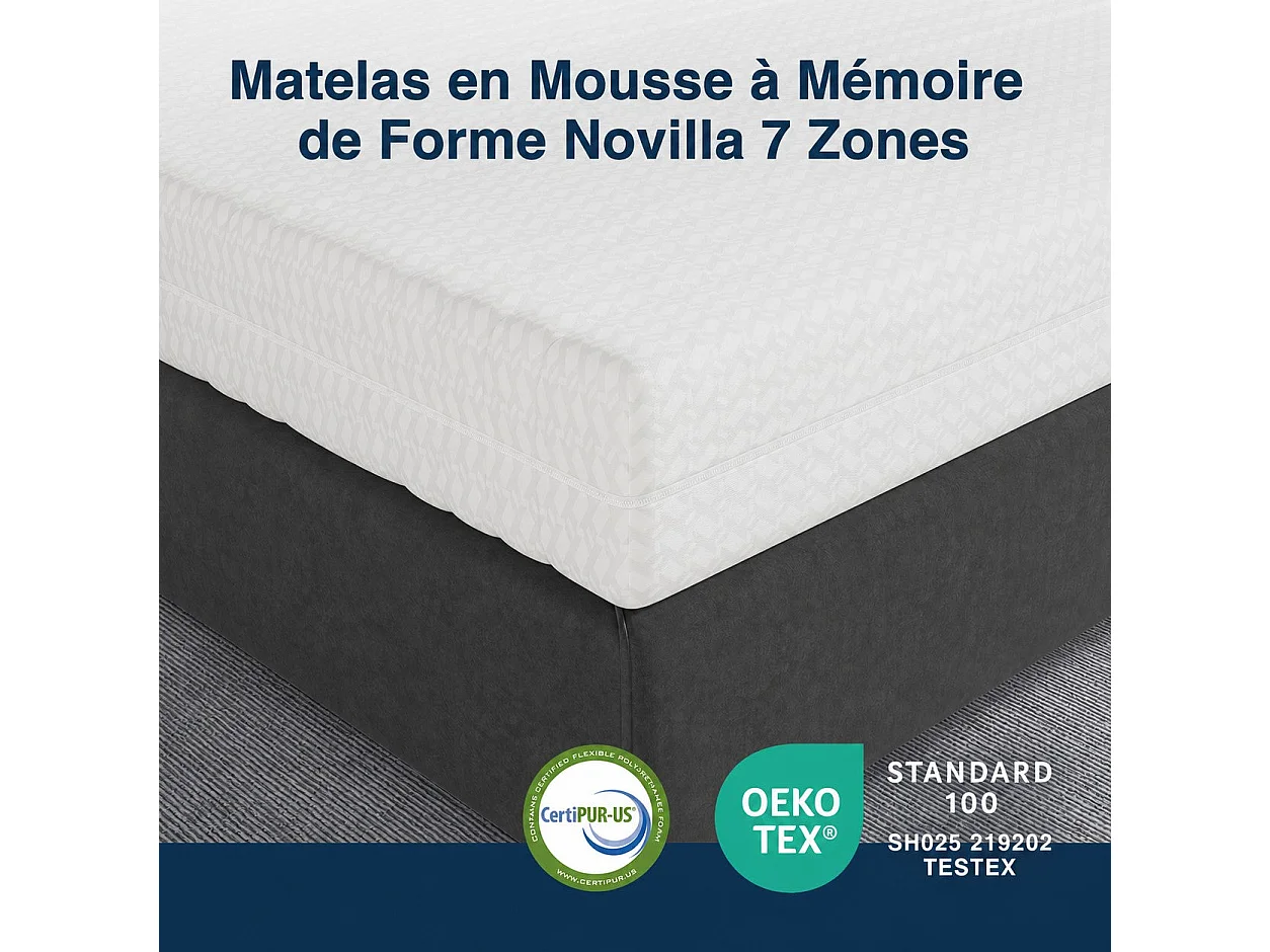 Avenco Matelas en mousse - 7 zones de confort, soutien mi-ferme et housse lavable - 160 x 200 cm - épaisseur 18 cm